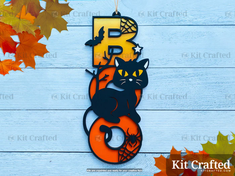 Black Cat - Halloween Boo Sign