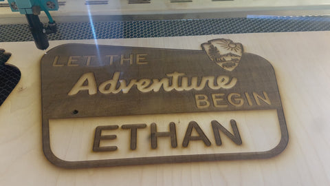 "Let the Adventure Begin" - Personalized National Parks Inspired Wood Sign