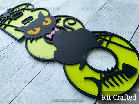 Creepy Black Cat - Halloween Boo Sign